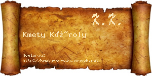 Kmety Károly névjegykártya